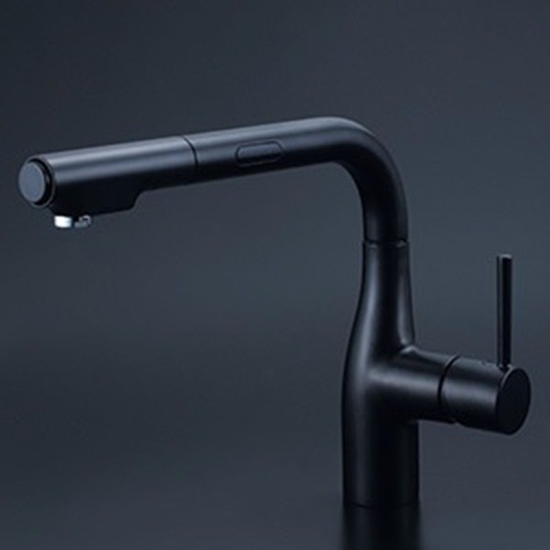 KVK 2302926 寒シングルシャワー付混合栓 マットブラック KM6111ZECM5 1個（ご注文単位1個）【直送品】