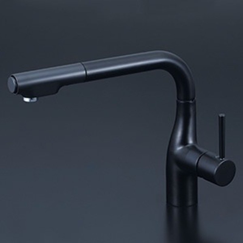 KVK 2302915 寒シングルシャワー付混合栓 マットブラック KM6101ZVECM5 1個（ご注文単位1個）【直送品】