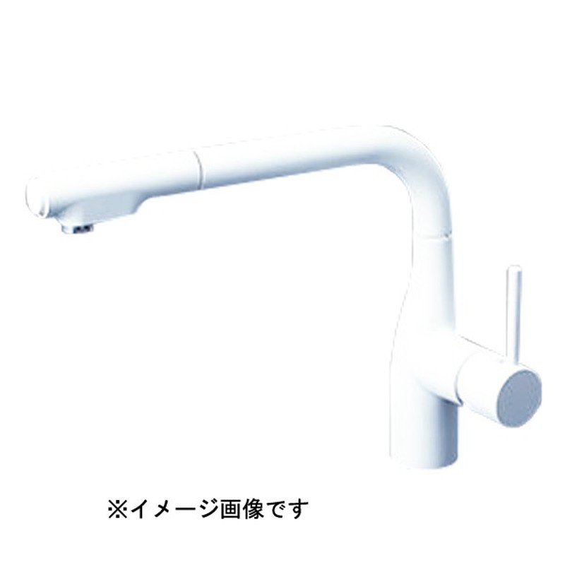 KVK 2302904 シングルシャワー付混合栓eレバーマットホワイト KM6101ECM4 1個（ご注文単位1個）【直送品】