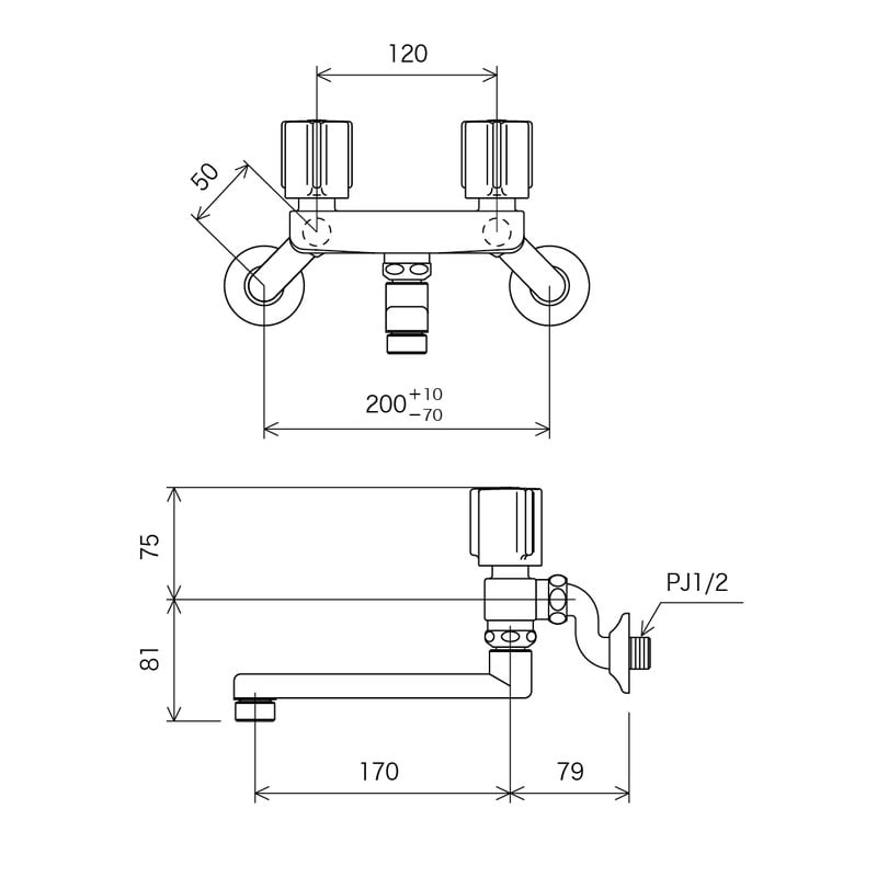 KVK 2302572 2ハンドル混合栓 KM140EXN 1個(ご注文単位1個)【直送品】