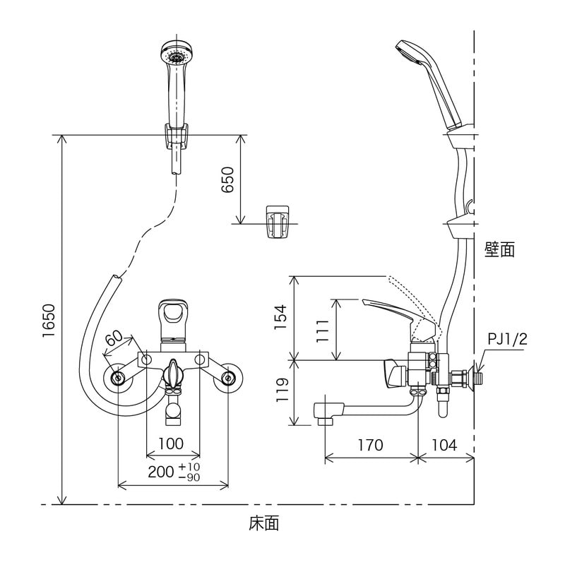 KVK 2300464 楽締ソケット付シングルシャワー KF5000HA 1個(ご注文単位1個)【直送品】