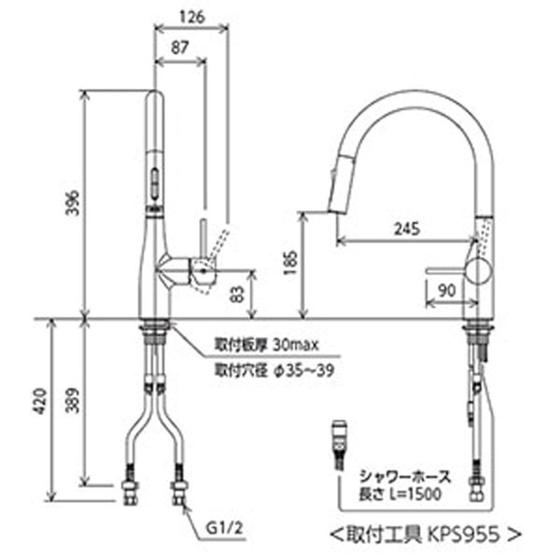 KVK 2303207 シングルレバー式混合栓 KM6061ZECC4HS 1個(ご注文単位1個)【直送品】