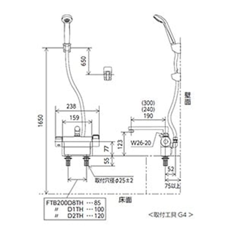 KVK 2303270 デッキ形サーモスタット式シャワー FTB200D2R2TH 1個(ご注文単位1個)【直送品】