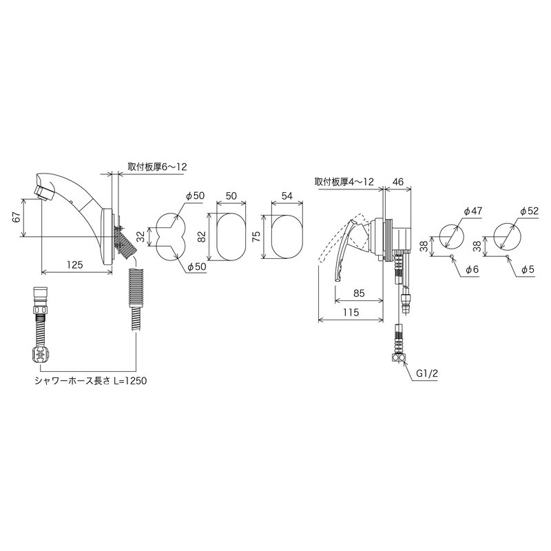 KVK 2302171 水栓 壁タイプ KM8069T 1個（ご注文単位1個）【直送品】