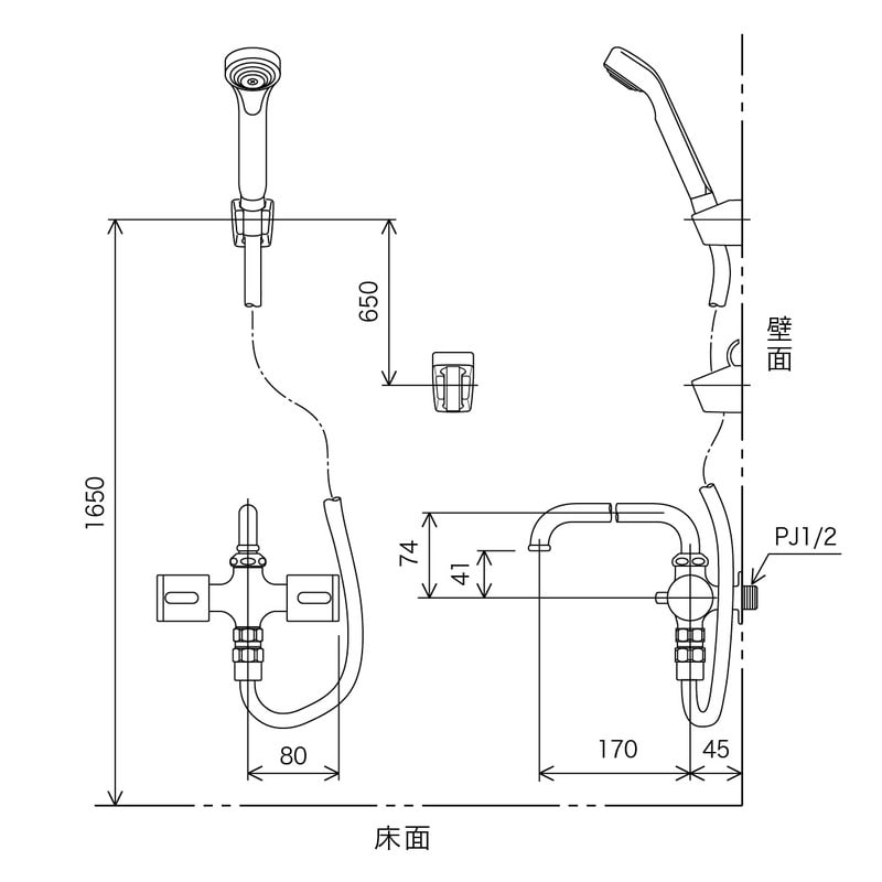 KVK 2300096 寒 ハンドシャワー付水栓 K18F 1個（ご注文単位1個）【直送品】