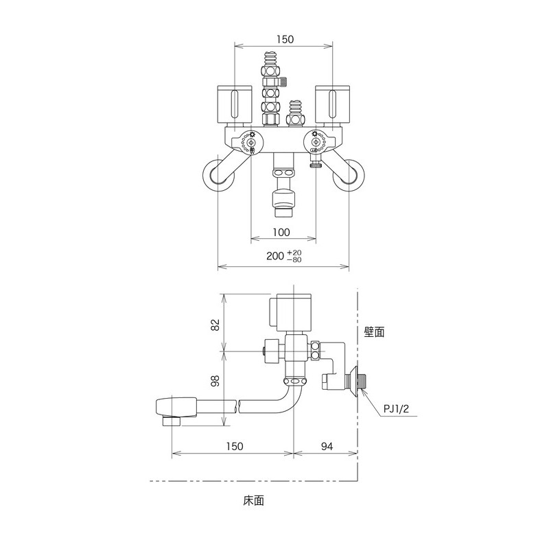 KVK 2300513 ソーラー2ハンドル混合栓 併用形 KM51C3 1個（ご注文単位1個）【直送品】