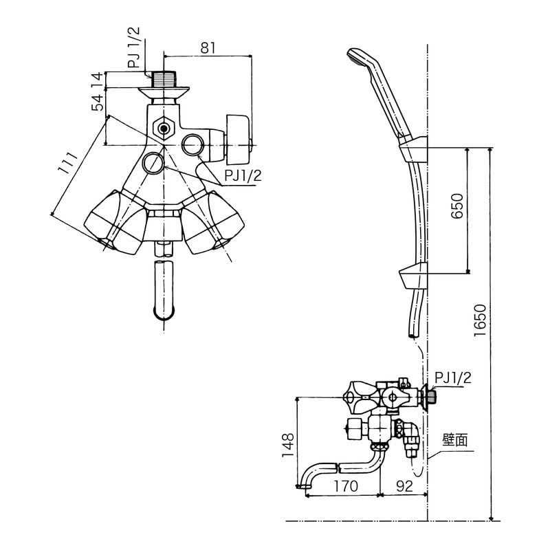 KVK 2300259 ソーラー2ハンドルシャワー 専用形 KF50NC 1個（ご注文単位1個）【直送品】