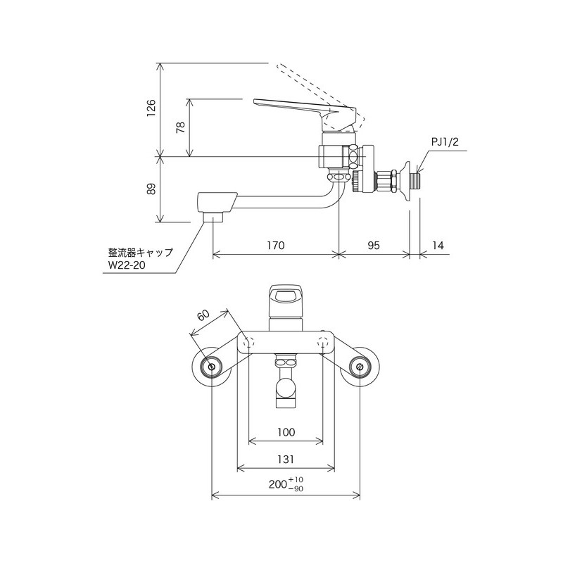 KVK 2302124 楽締ソケットシングル混合栓 MSK110KRJ 1個(ご注文単位1個)【直送品】