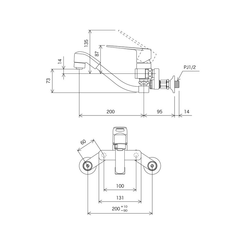 KVK 2302128 楽締シングルシャワー混合栓 MSK110KERJFT 1個(ご注文単位1個)【直送品】