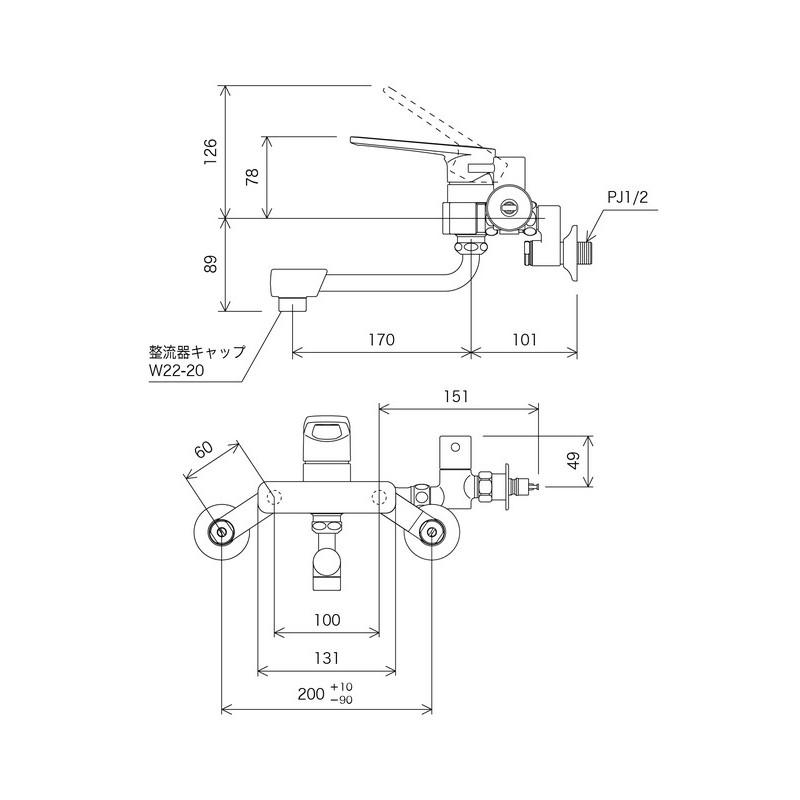 KVK 2302134 給水給湯接続 シングル混合栓 MSK110KB 1個(ご注文単位1個)【直送品】