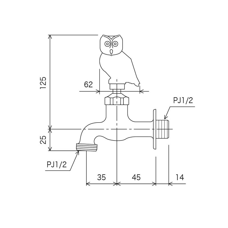 KVK 2300183 ガーデニング水栓 フクロウ付 K126E 1個（ご注文単位1個）【直送品】