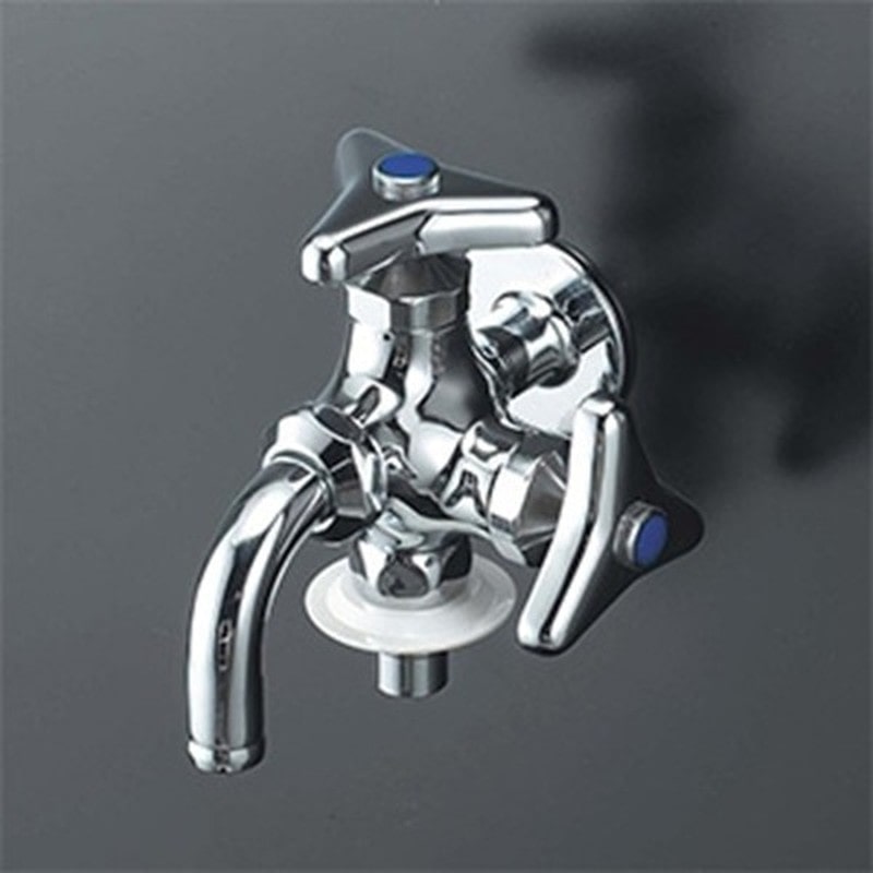 KVK 2302792 二口横水栓 ツバ付ニップル付 K124BNJ 1個（ご注文単位1個）【直送品】