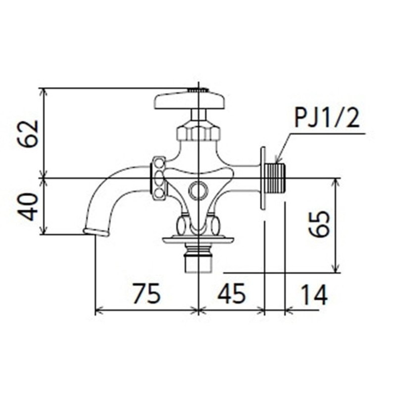 KVK 2302792 二口横水栓 ツバ付ニップル付 K124BNJ 1個（ご注文単位1個）【直送品】
