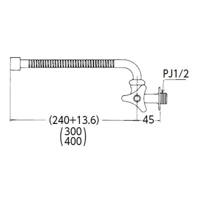 KVK 2302732 横形自在水栓400mmフレキパイプ付 K10FL-R40 1個(ご注文単位1個)【直送品】