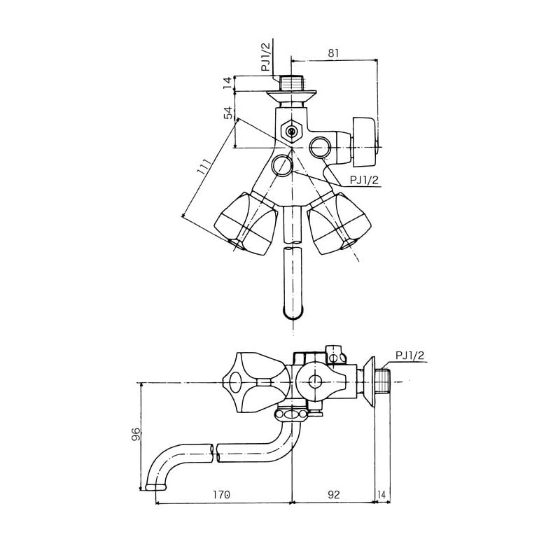 KVK 2300512 ソーラー2ハンドル混合栓 専用形 KM50NC 1個(ご注文単位1個)【直送品】
