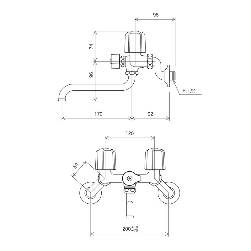 KVK 2300551 止水2ハンドル混合栓 KM103N2 1個(ご注文単位1個)【直送品】