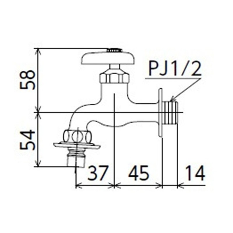 KVK 2302711 横水栓ツバ付ワンタッチニップル付 K4BNJ 1個(ご注文単位1個)【直送品】