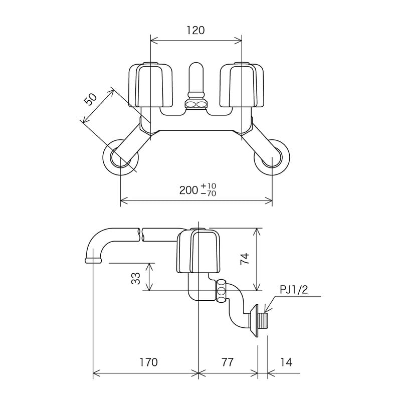 KVK 2300493 2ハンドル混合栓 KM14N2 1個（ご注文単位1個）【直送品】
