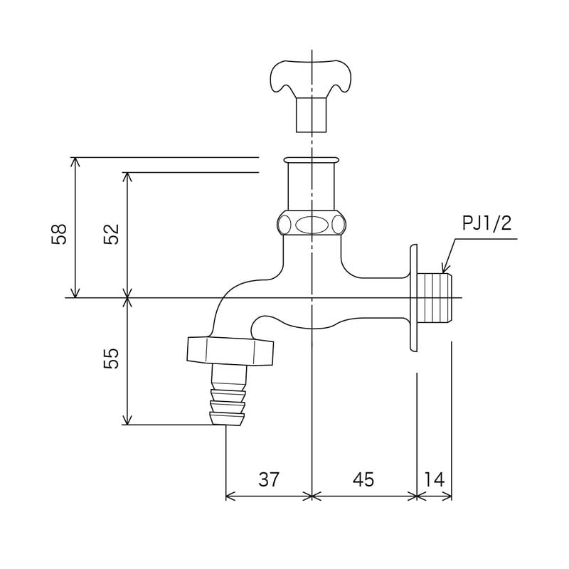 KVK 2300049 キー式カップリング横水栓 K4QZ 1個(ご注文単位1個)【直送品】