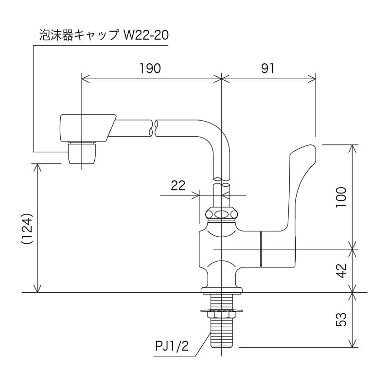 KVK 2300227 ワンタッチハンドル付立型自在水栓 K1802F 1個(ご注文単位1個)【直送品】