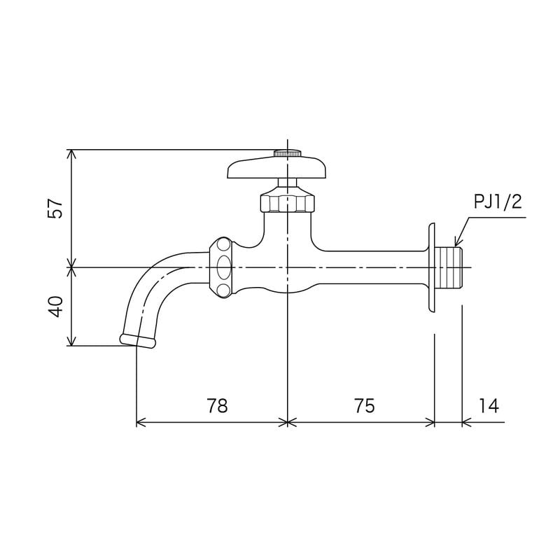 KVK 2300087 胴長吐水回転水栓 K12 1個(ご注文単位1個)【直送品】