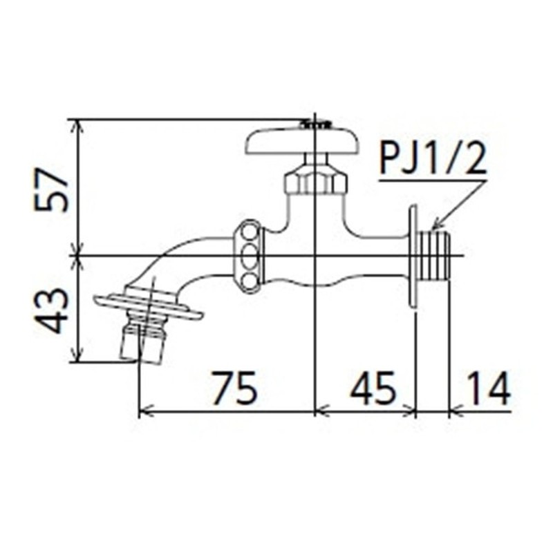 KVK 2302777 吐水口回転給水栓 ツバノズル付 K34BNJ 1個(ご注文単位1個)【直送品】