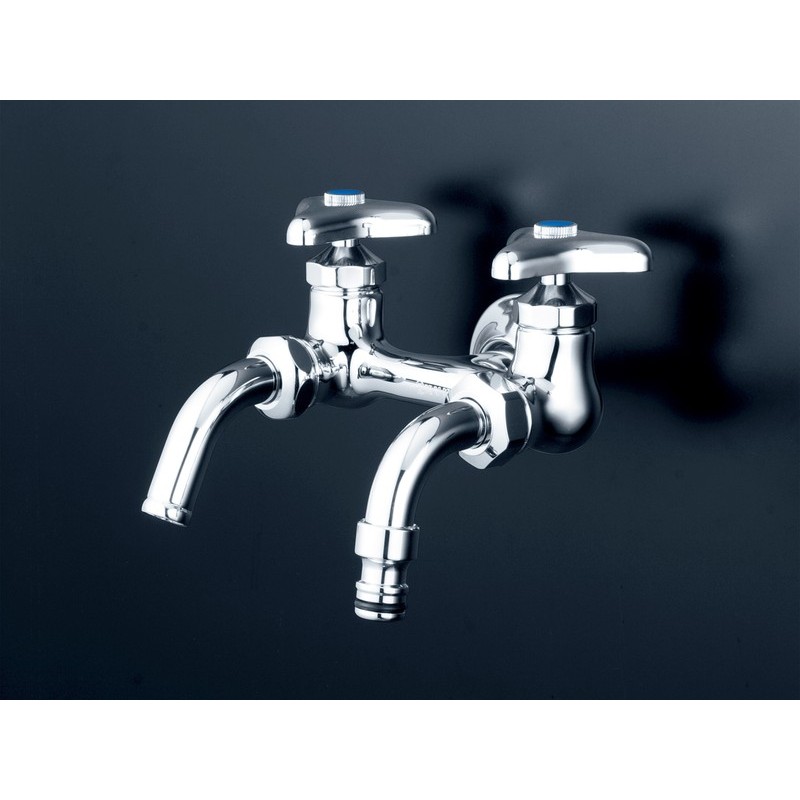 KVK 2300150 屋外ホース接続N付二口水栓 K112SPJ 1個(ご注文単位1個)【直送品】