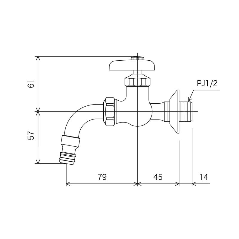KVK 2300150 屋外ホース接続N付二口水栓 K112SPJ 1個(ご注文単位1個)【直送品】
