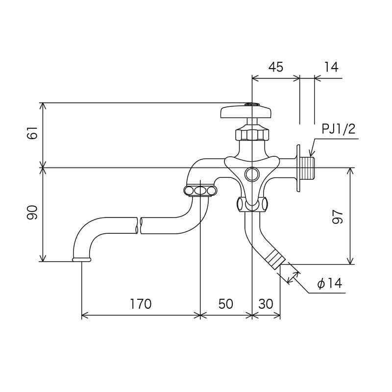 KVK 2300110 寒 二口自在水栓 K21Z 1個(ご注文単位1個)【直送品】