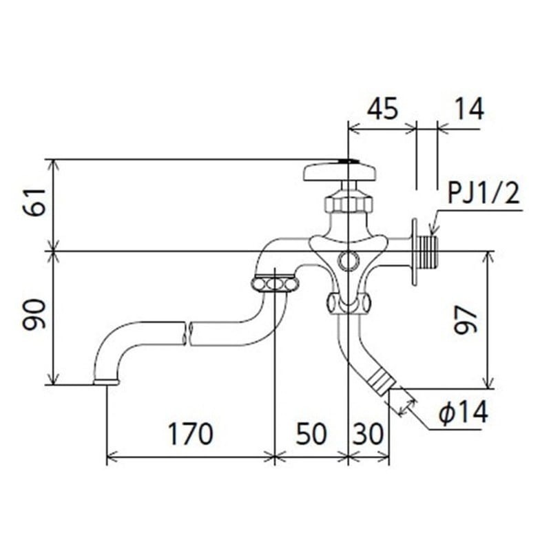 KVK 2302765 寒二口自在水栓 K21Z 1個(ご注文単位1個)【直送品】