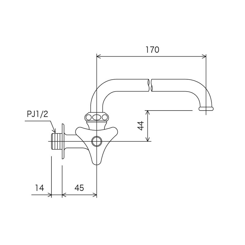 KVK 2300081 横自在水栓 左ハンドル K10VL 1個(ご注文単位1個)【直送品】