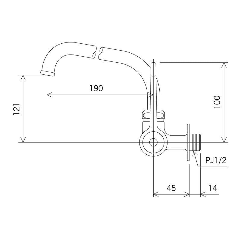KVK 2300218 ワンタッチハンドル付横自在水栓 K1801 1個(ご注文単位1個)【直送品】