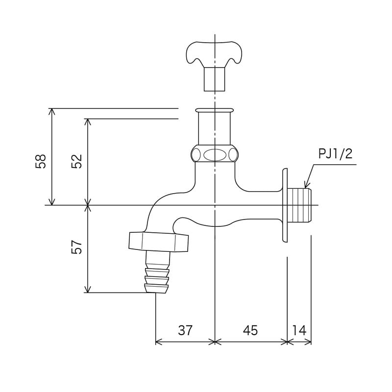 KVK 2300048 キー式カップリング横水栓 K4QJ 1個(ご注文単位1個)【直送品】