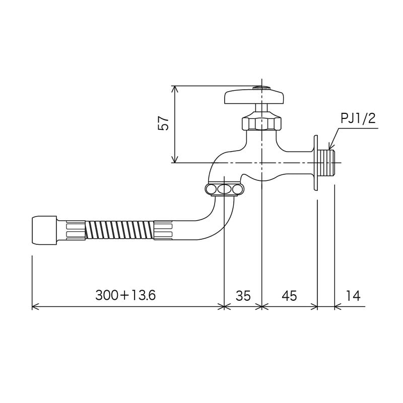 KVK 2300034 自在水栓300mm フレキ付 K3FLR30 1個（ご注文単位1個）【直送品】