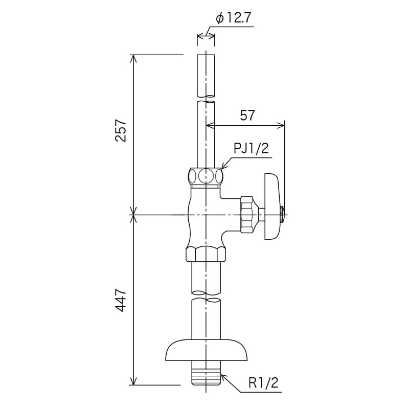 KVK 2300117 ストレート止水栓 給水管420mm K31 1個(ご注文単位1個)【直送品】