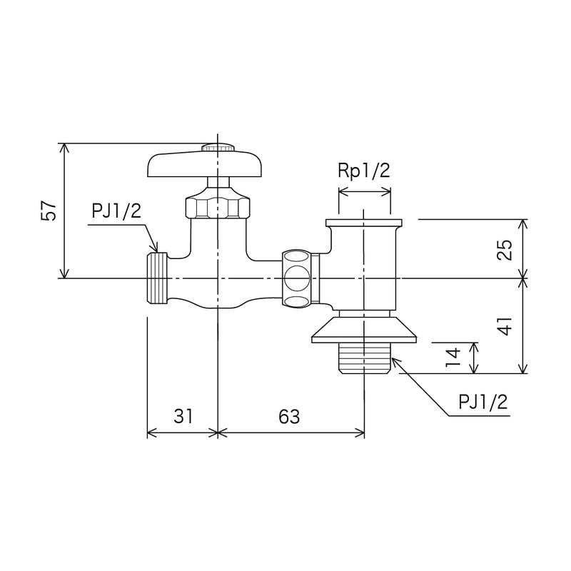 KVK 2300105 分岐水栓 ユニオンナットなし K19U4 1個(ご注文単位1個)【直送品】