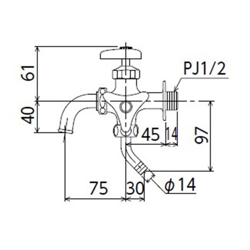 KVK 2302771 寒二口横水栓 K23Z 1個(ご注文単位1個)【直送品】