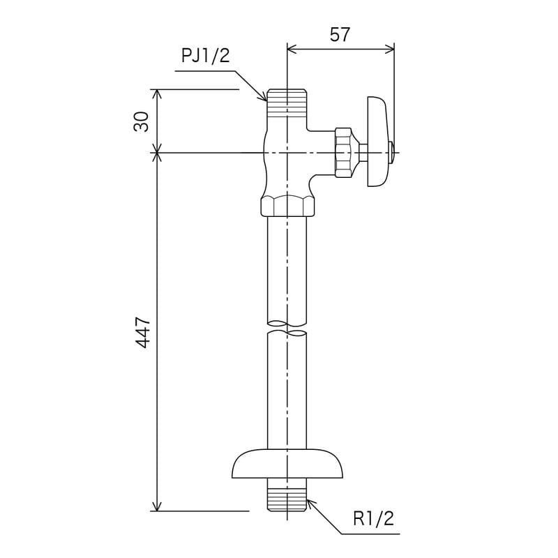 KVK 2300118 ストレート止水栓 給水管420mm K31P2 1個(ご注文単位1個)【直送品】