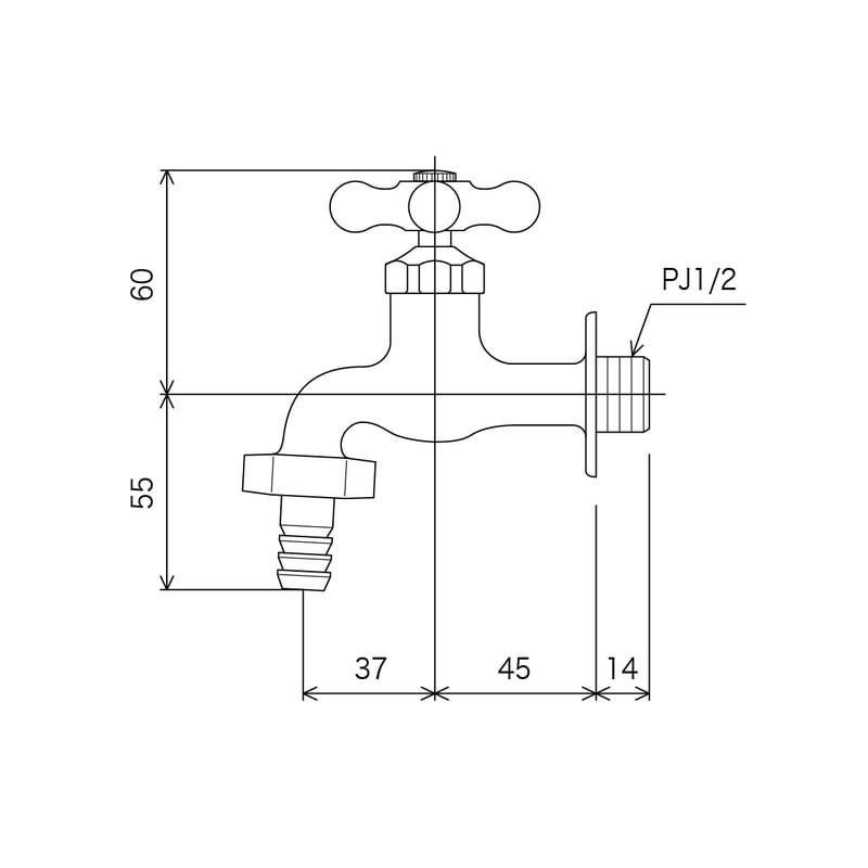 KVK 2300043 寒 カップリング横水栓 レトロピアン付 K4CZ 1個(ご注文単位1個)【直送品】