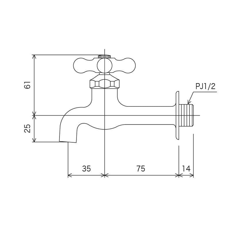 KVK 2300023 胴長横水栓 レトロピアン付 K2C 1個(ご注文単位1個)【直送品】