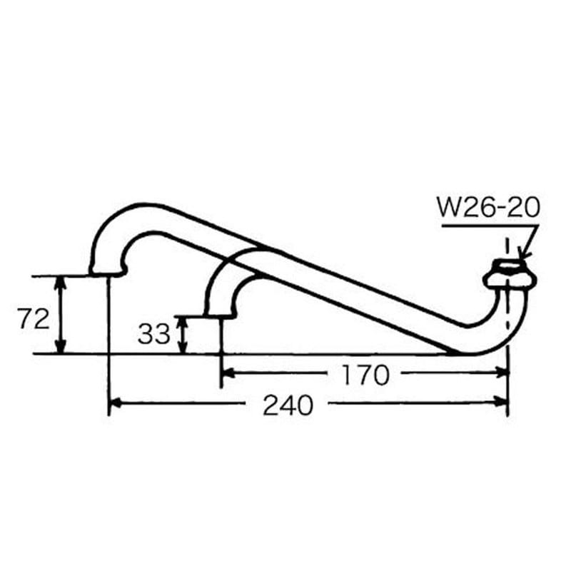 KVK 2301316 流し台パイプ13 1/2 240 PZK212-24 1個（ご注文単位1個）【直送品】
