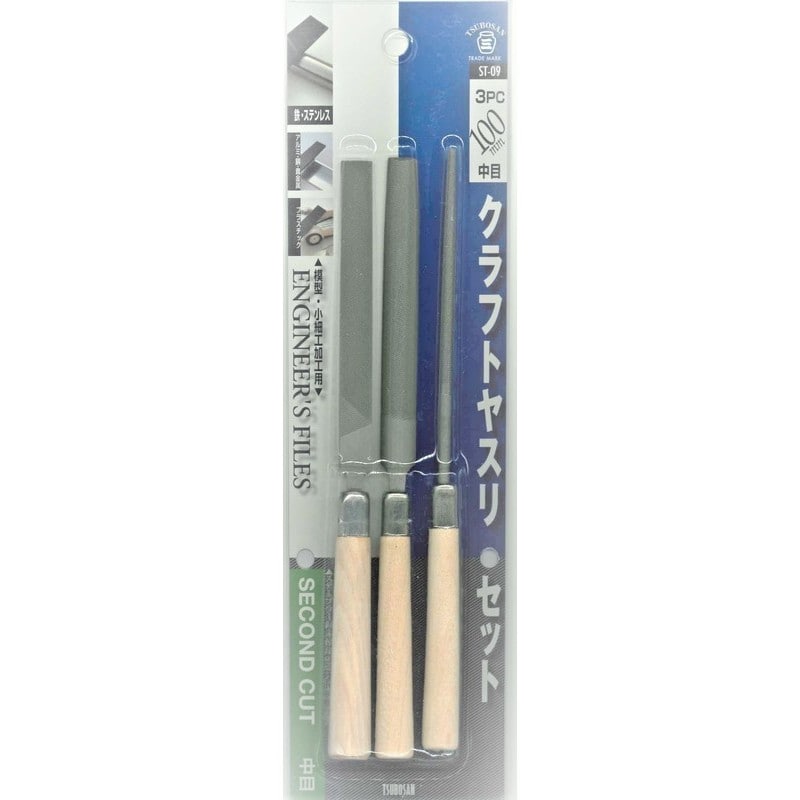 TSUBOSAN 4352842 クラフトヤスリ3種セット 平/半丸/丸 中目 ST-09 1個（ご注文単位1個）【直送品】