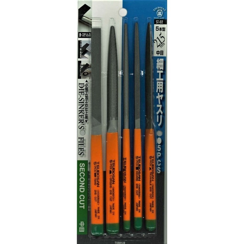 TSUBOSAN 4352932 細工用ヤスリセット 中目 5本型 ST-02 1個（ご注文単位1個）【直送品】