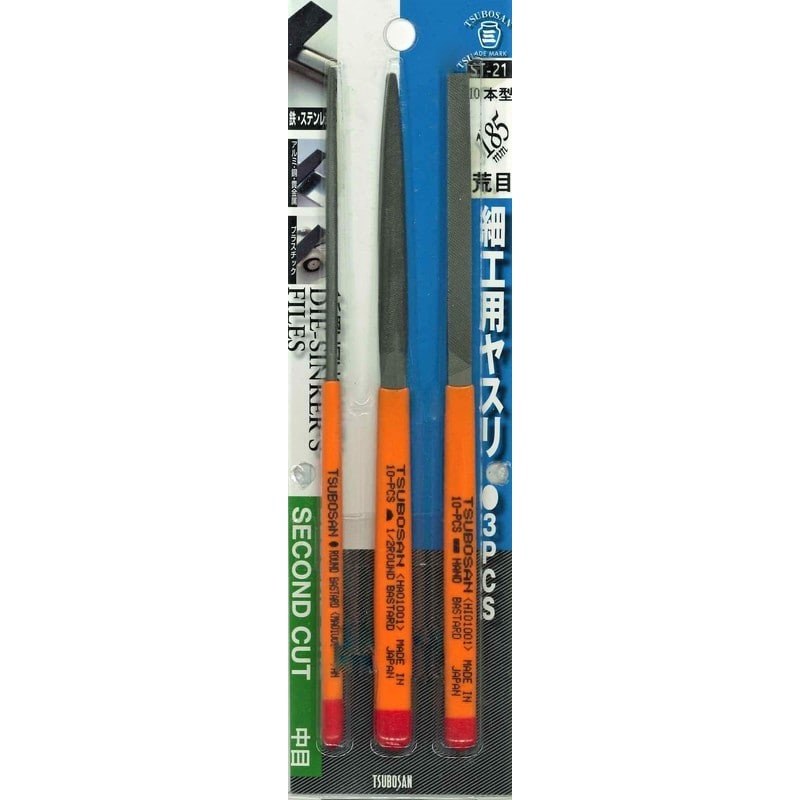 TSUBOSAN 4352936 細工用ヤスリセット 平/半丸/丸 荒目 10本型 ST-21 1個（ご注文単位1個）【直送品】