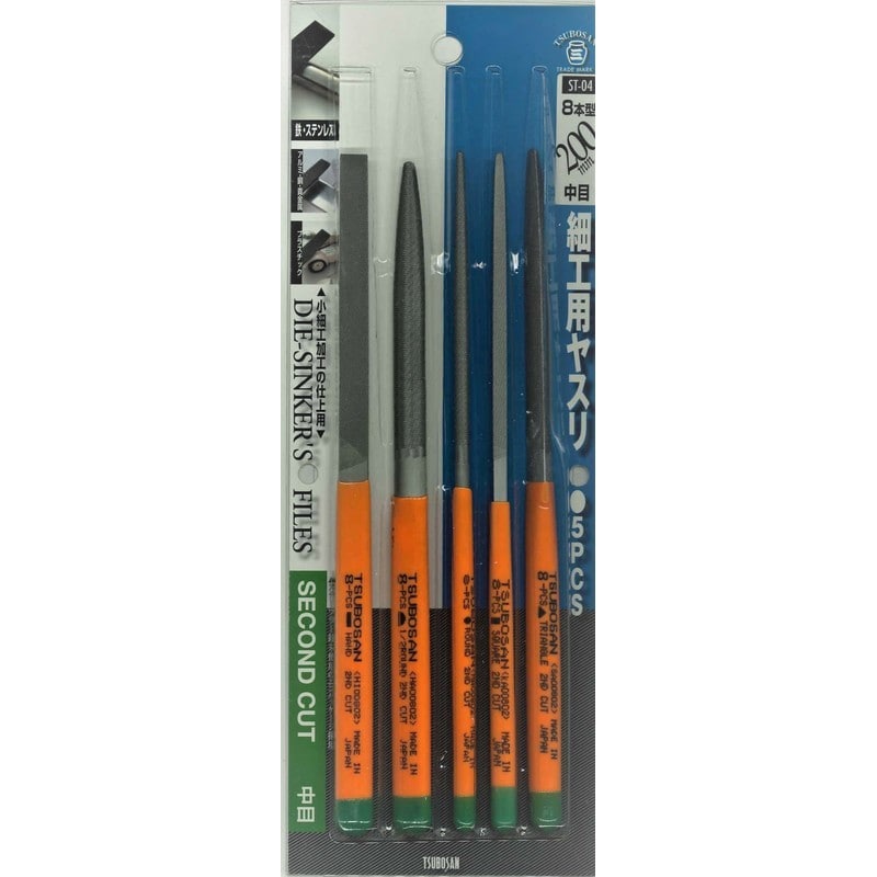 TSUBOSAN 4352840 細工用ヤスリセット 中目 8本型 ST-04 1個（ご注文単位1個）【直送品】