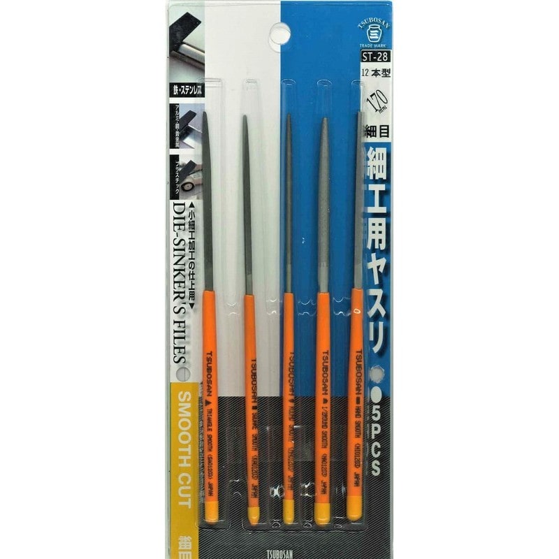 TSUBOSAN 4352855 細工用ヤスリセット 細目 12本型 ST-28 1個(ご注文単位1個)【直送品】