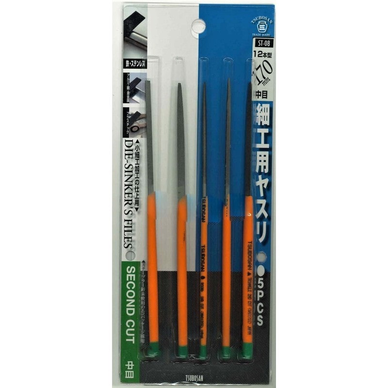 TSUBOSAN 4352841 細工用ヤスリセット 中目 12本型 ST-08 1個(ご注文単位1個)【直送品】