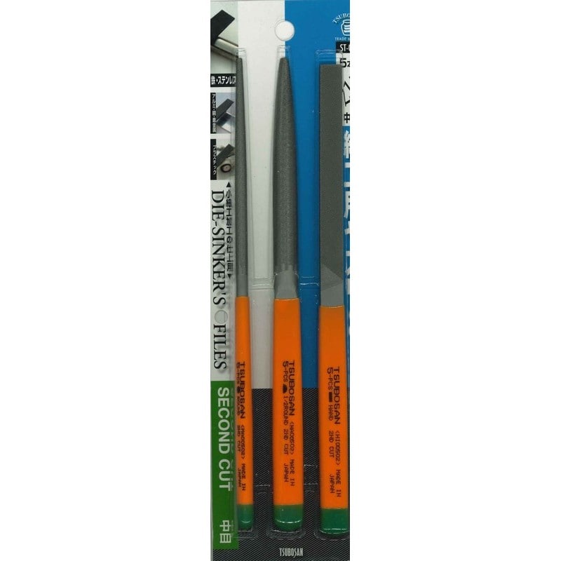 TSUBOSAN 4352909 細工用ヤスリセット 平/半丸/丸 中目 5本型 ST-01 1個(ご注文単位1個)【直送品】