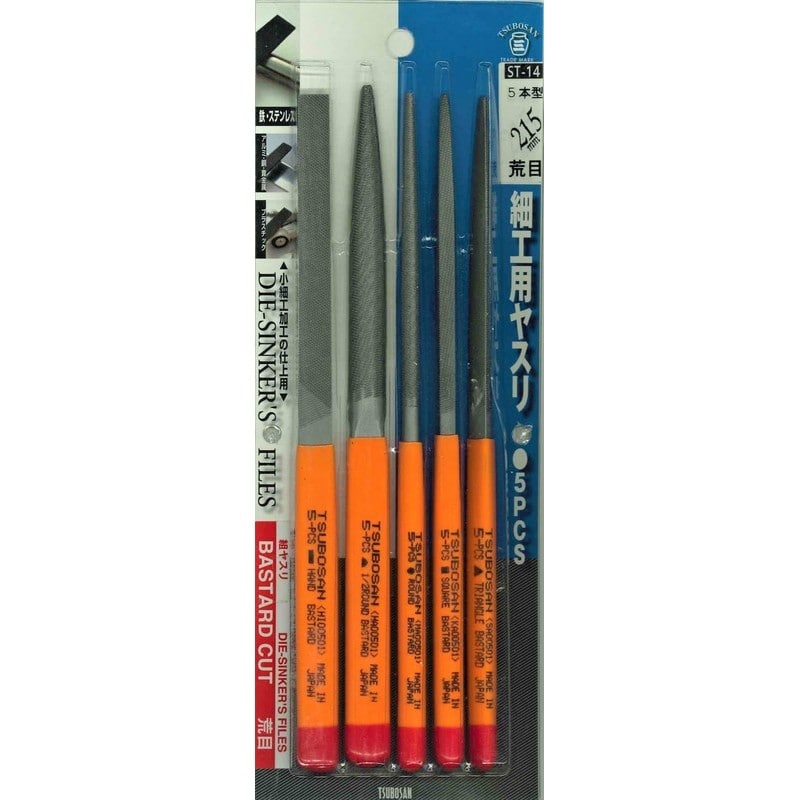 TSUBOSAN 4352843 細工用ヤスリセット 荒目 5本型 ST-14 1個(ご注文単位1個)【直送品】