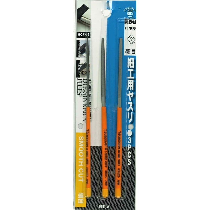 TSUBOSAN 4352854 細工用ヤスリセット 平/半丸/丸 細目 12本型 ST-27 1個(ご注文単位1個)【直送品】